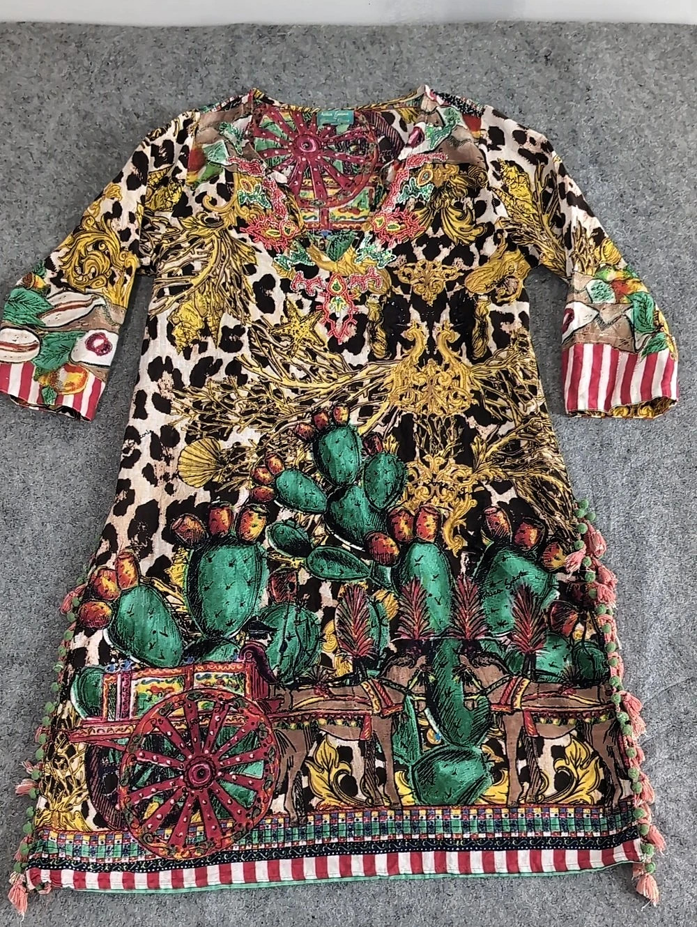 Antica Sartoria Giacomo Cinque Embellished Mini Dress in Black & Green Size